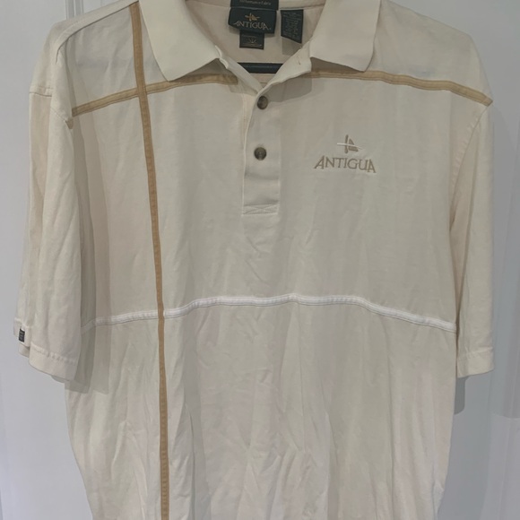 Antigua Men's Polo Shirt in Cream and Tan A10 - Picture 1 of 4